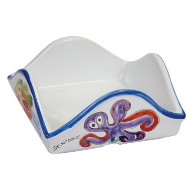 Sicilian ceramic handmade napkin ring Folk Fish Octopus PTV19FK Sicilian ceramic handmade napkin ring Folk Fish Octopus PTV19FK